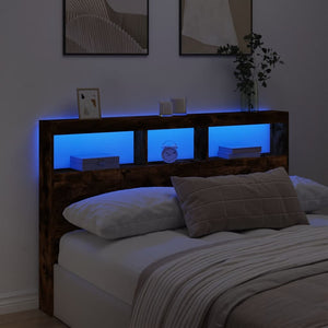 LED Kopfteil mit Ablage Räuchereiche 160 cm