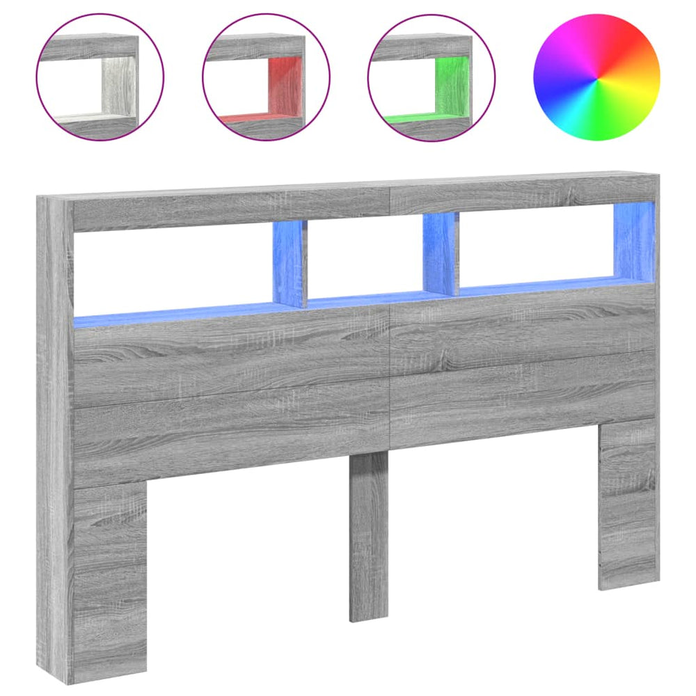 LED Kopfteil Grau Sonoma 160 cm