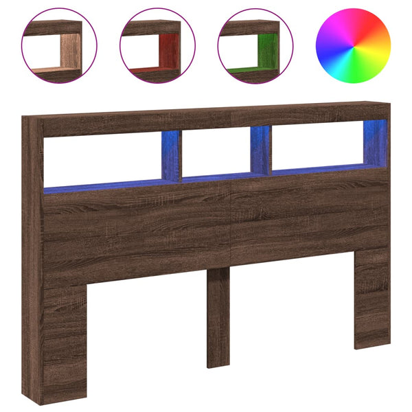 LED Kopfteil mit Ablage Eiche 160 cm