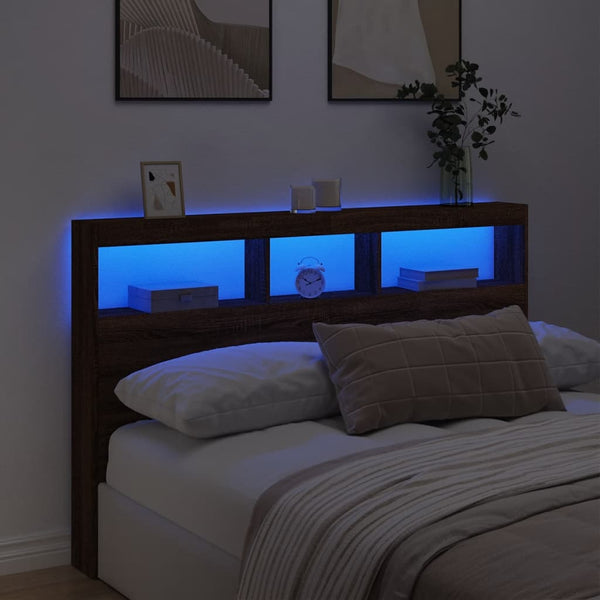 LED Kopfteil mit Ablage Eiche 160 cm