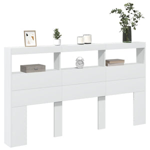 LED Kopfteil mit Ablagen, Weiß, 180 cm