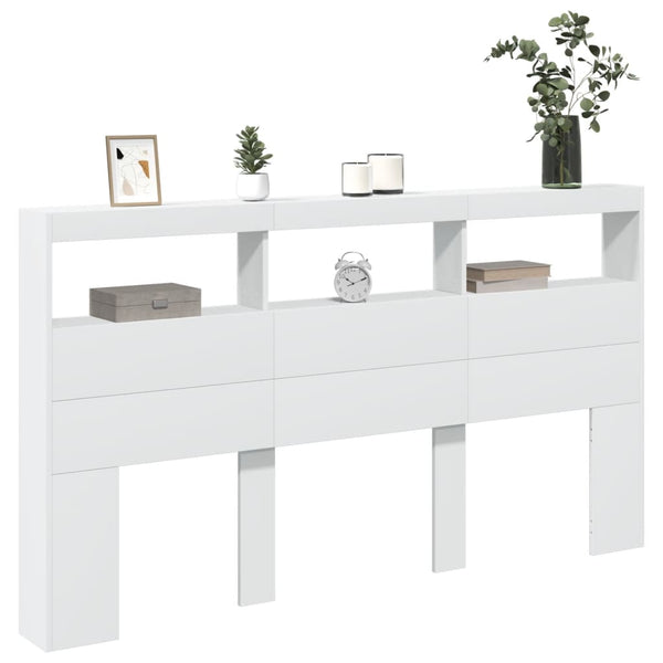 LED Kopfteil mit Ablagen, Weiß, 180 cm