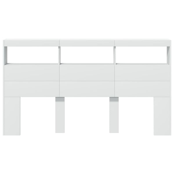 LED Kopfteil mit Ablagen, Weiß, 180 cm