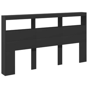 LED Kopfteil mit Ablagen Schwarz 180 cm