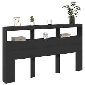 LED Kopfteil mit Ablagen Schwarz 180 cm