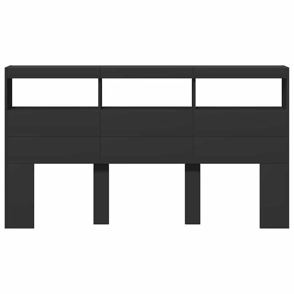 LED Kopfteil mit Ablagen Schwarz 180 cm