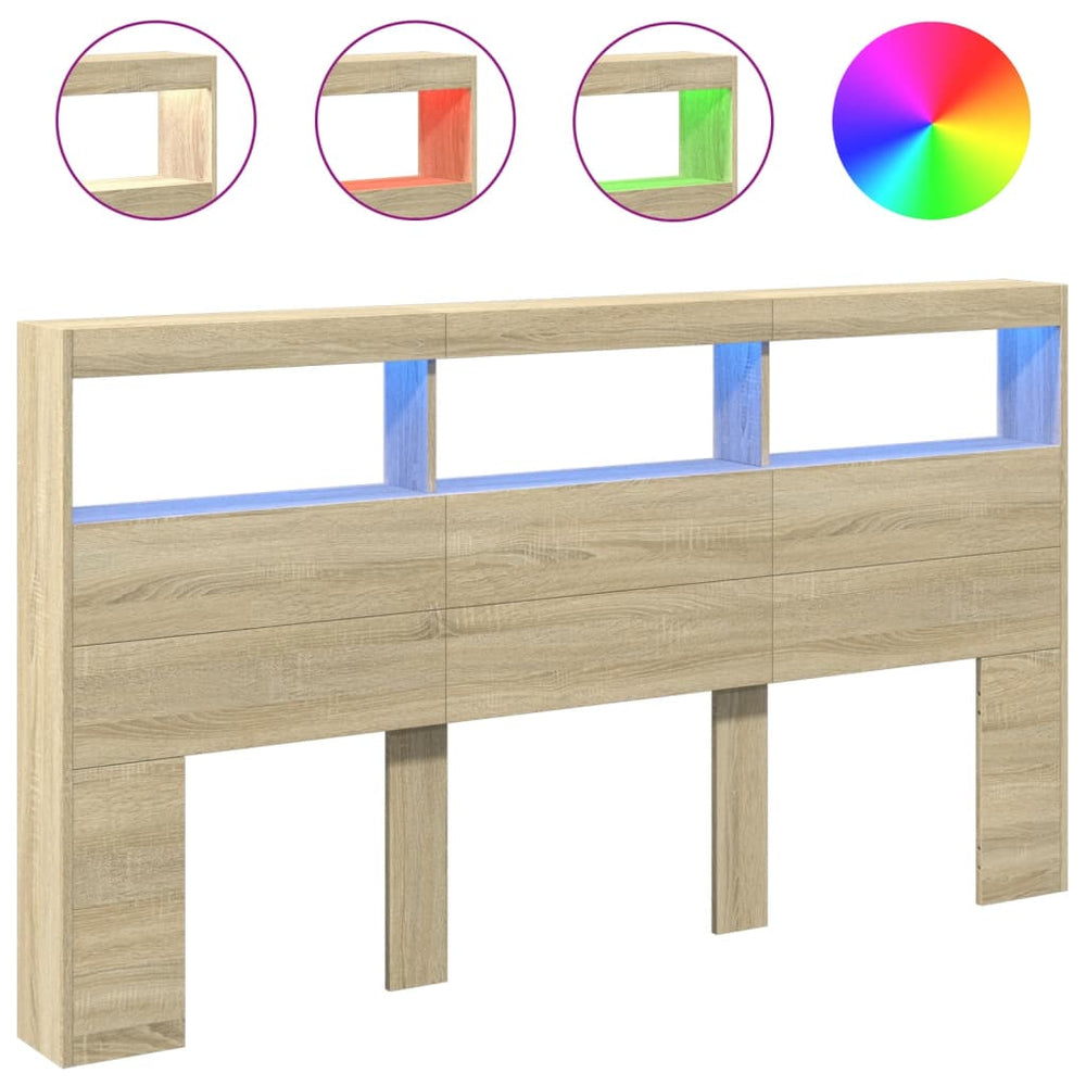 LED Kopfteil Sonoma Eiche 180 cm