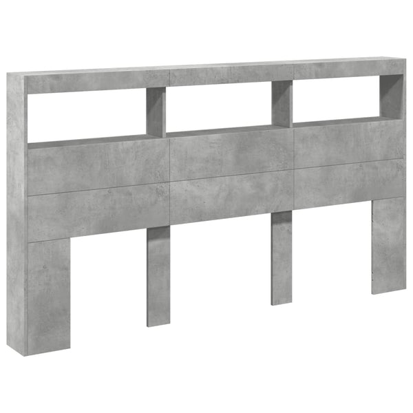 LED-Kopfteil Betongrau 180 cm mit Ablage