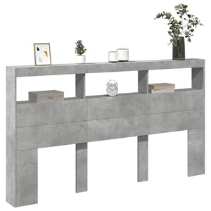LED-Kopfteil Betongrau 180 cm mit Ablage