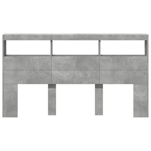 LED-Kopfteil Betongrau 180 cm mit Ablage