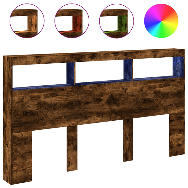 LED-Kopfteil mit Ablage Räuchereiche 180 cm