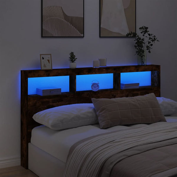 LED-Kopfteil mit Ablage Räuchereiche 180 cm