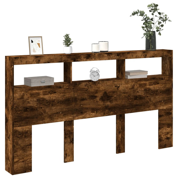 LED-Kopfteil mit Ablage Räuchereiche 180 cm