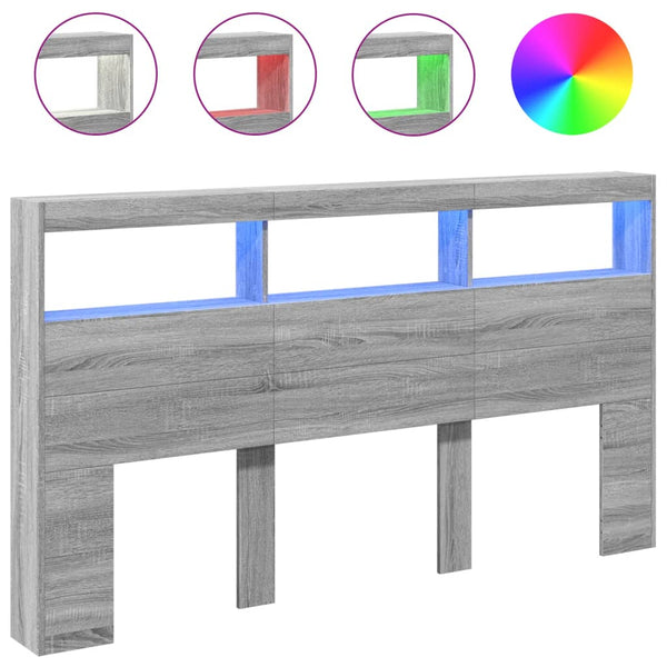 LED Kopfteil mit Ablage Grau 180 cm