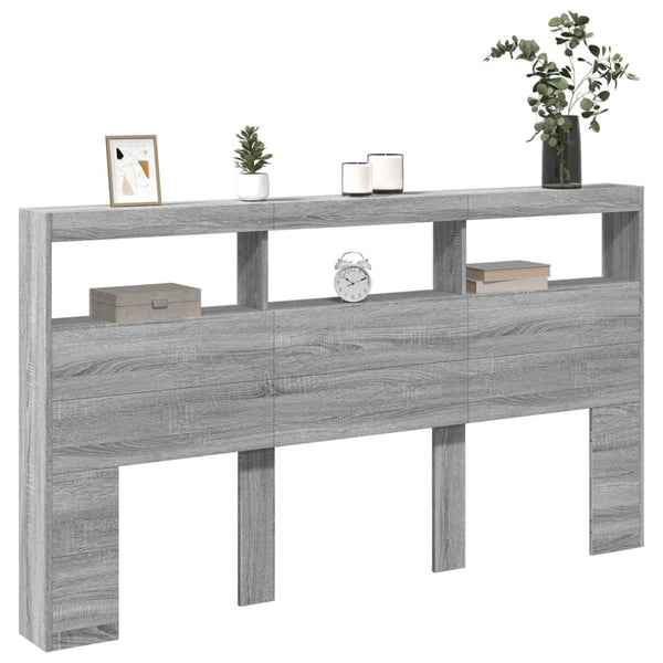 LED Kopfteil mit Ablage Grau 180 cm