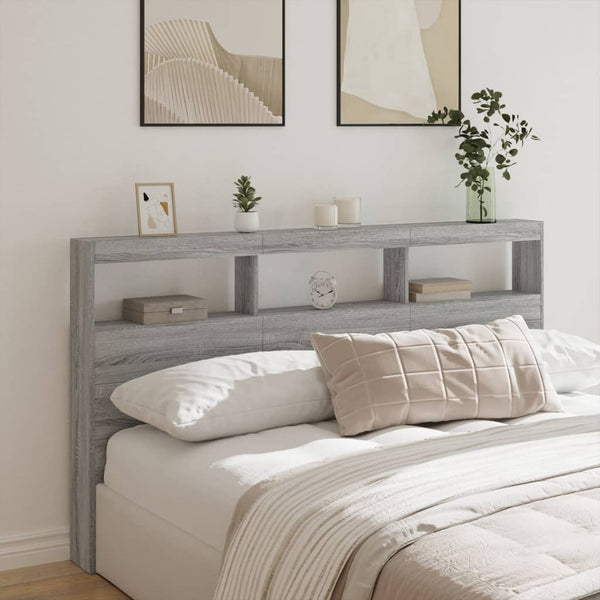 LED Kopfteil mit Ablage Grau 180 cm