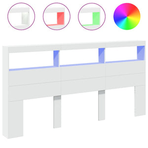 LED Kopfteil mit Ablagen, Weiß, 200 cm
