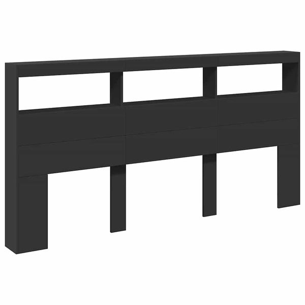 LED-Kopfteil mit Ablagen, Schwarz, 200 cm