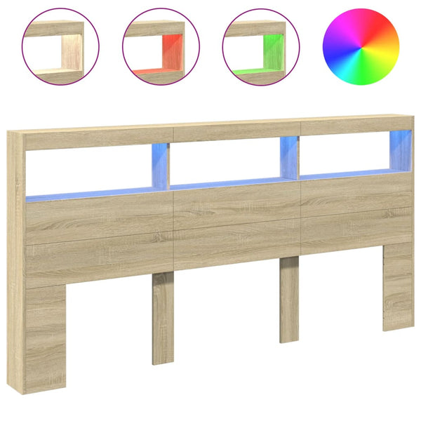 LED-Kopfteil Sonoma-Eiche 200 cm