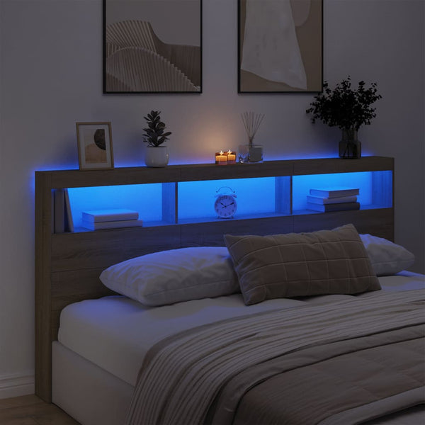 LED-Kopfteil Sonoma-Eiche 200 cm