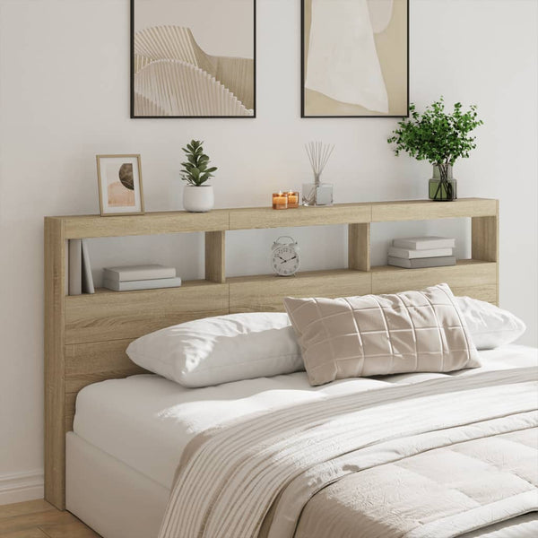 LED-Kopfteil Sonoma-Eiche 200 cm