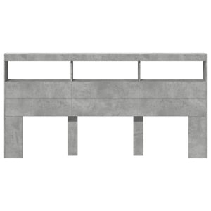 LED Kopfteil mit Ablagen Betongrau 200 cm