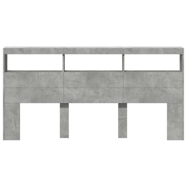 LED Kopfteil mit Ablagen Betongrau 200 cm