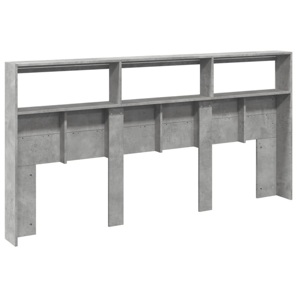 LED Kopfteil mit Ablagen Betongrau 200 cm