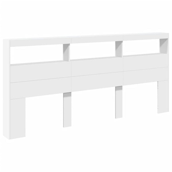 LED Kopfteil mit Ablagen Weiß 220 cm