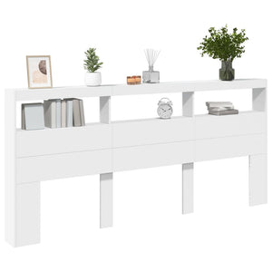 LED Kopfteil mit Ablagen Weiß 220 cm