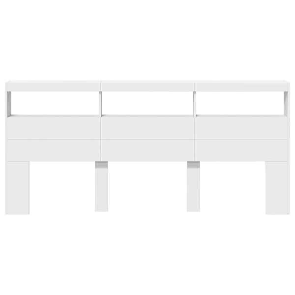 LED Kopfteil mit Ablagen Weiß 220 cm