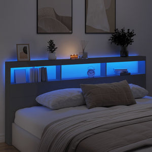 LED Kopfteil mit Ablagen, Schwarz, 220 cm