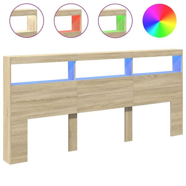 LED Kopfteil Sonoma-Eiche 220cm