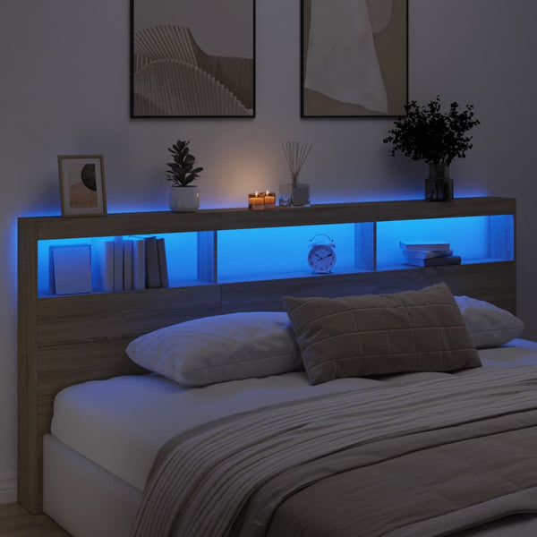 LED Kopfteil Sonoma-Eiche 220cm