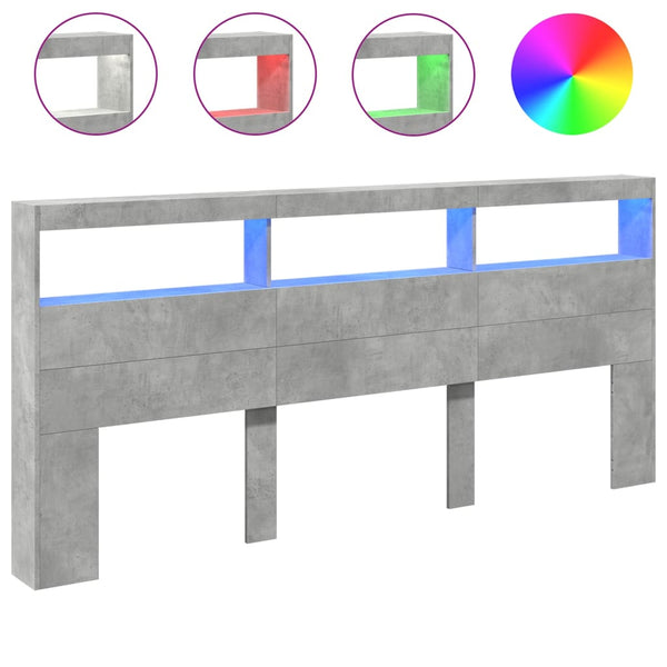 LED Kopfteil mit Ablage Betongrau 220 cm