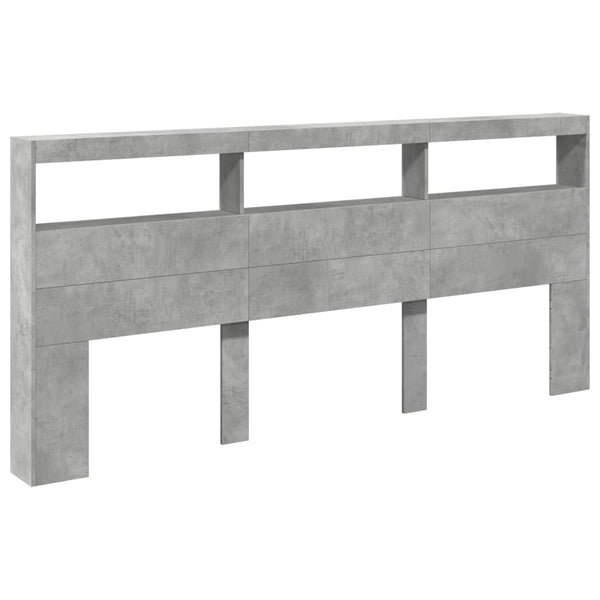 LED Kopfteil mit Ablage Betongrau 220 cm