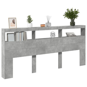 LED Kopfteil mit Ablage Betongrau 220 cm