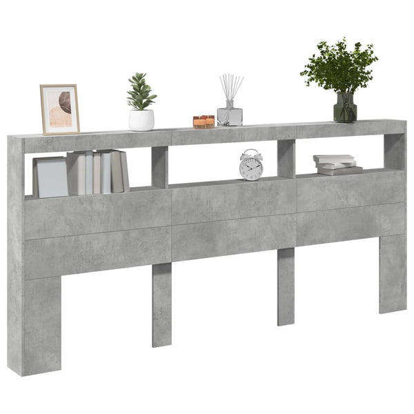 LED Kopfteil mit Ablage Betongrau 220 cm