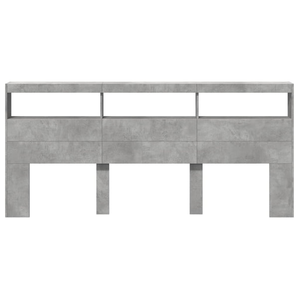 LED Kopfteil mit Ablage Betongrau 220 cm