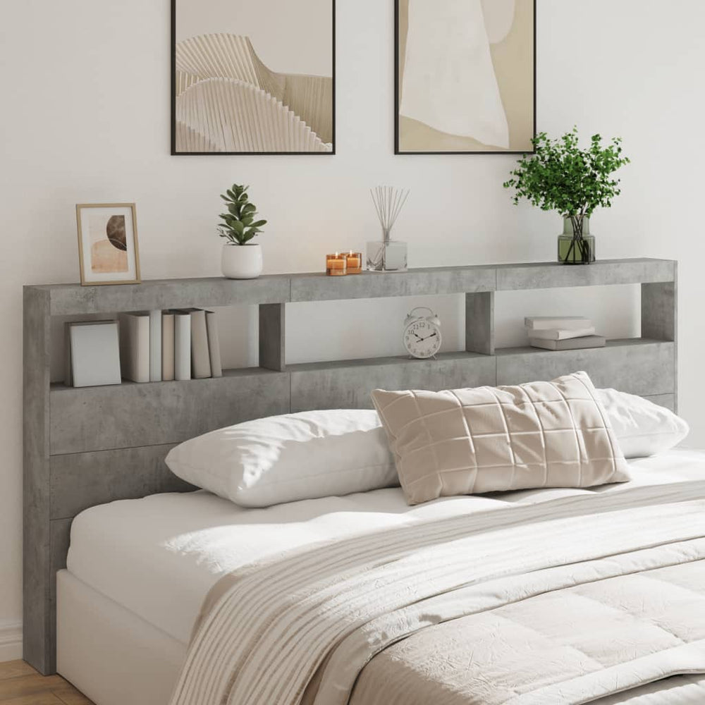 LED Kopfteil mit Ablage Betongrau 220 cm