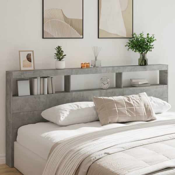 LED Kopfteil mit Ablage Betongrau 220 cm
