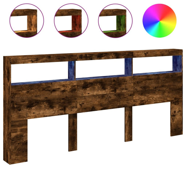 LED-Kopfteil mit Ablage Räuchereiche 220 cm