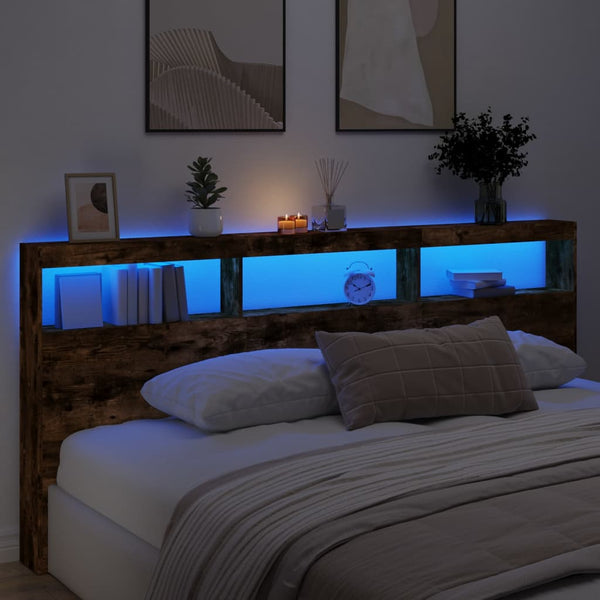 LED-Kopfteil mit Ablage Räuchereiche 220 cm