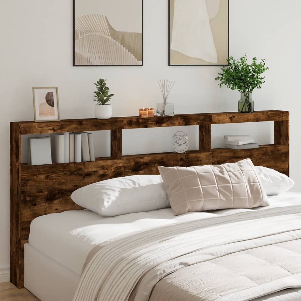 LED-Kopfteil mit Ablage Räuchereiche 220 cm
