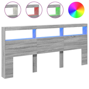 LED Kopfteil mit Ablage Grau Sonoma 220 cm