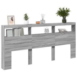 LED Kopfteil mit Ablage Grau Sonoma 220 cm