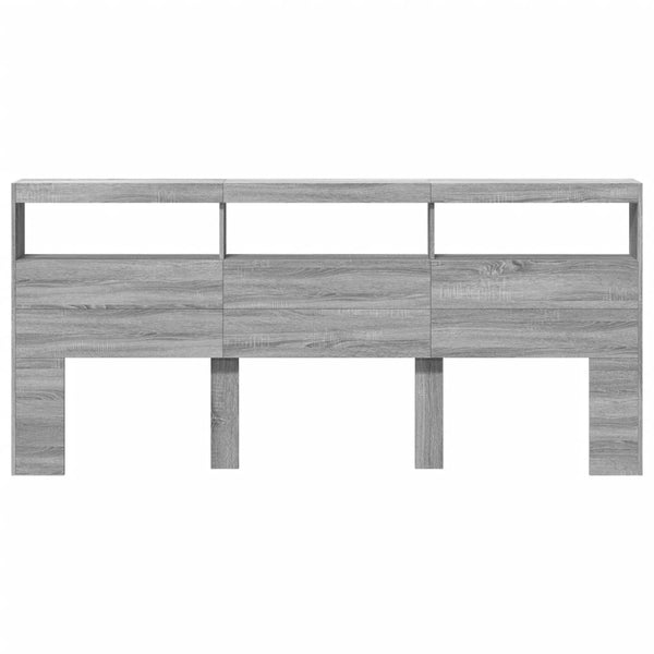 LED Kopfteil mit Ablage Grau Sonoma 220 cm