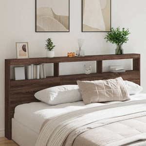 LED Kopfteil mit Ablage Braun Eiche 220cm