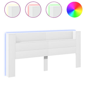 LED Kopfteil mit Ablagen, Weiß, 220 cm
