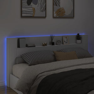 LED Kopfteil mit Ablagen, Weiß, 220 cm